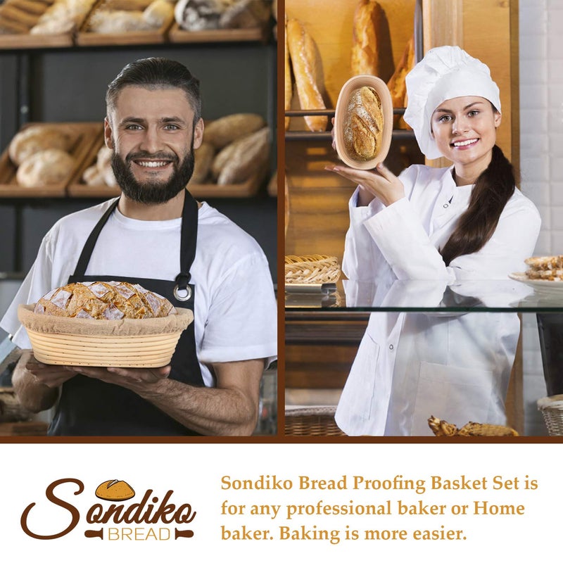 Sondiko Oval Bread Proofing Basket, Handmade Sourdough Bread Baking Supplies, Banneton Bread Proofing Basket Brotform with Proofing Cloth Liner for Sourdough Bread, Baking - Image 5